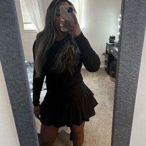 Black Ruffled Tiered Skirt Fit and Flare